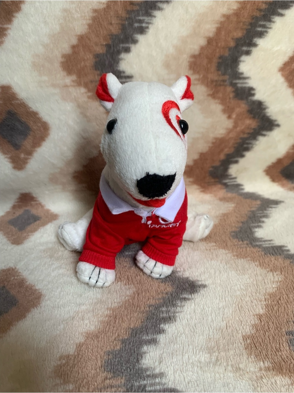 Target Mascot Dog Bullseye Employee Uniform 7" Red/white Polo Shirt Plush 2007